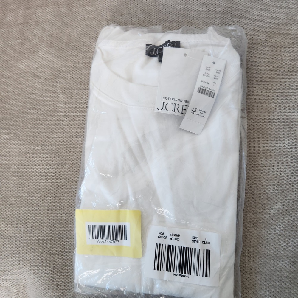 J.Crew Boyfriend Jersey Tee White 100% Cotton Crew Neck T-Shirt CS308 New